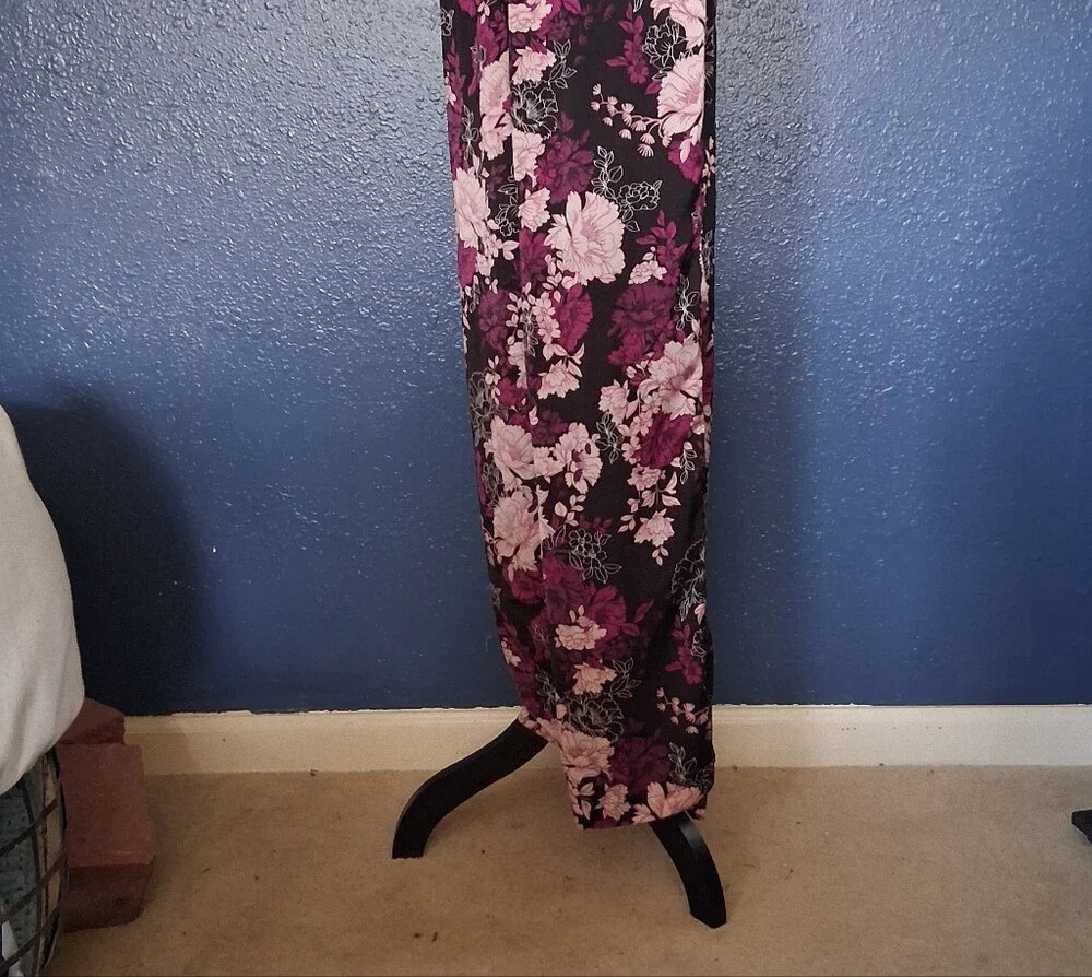 Secret Treasures Womens Purple Floral Satin Feel Pajama Set Medium